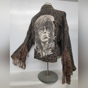 Keith Richards Rolling Stones Leopard Print Jean Jacket Upcycled